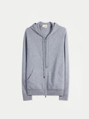 Men's Zip-Up Cashmere Hoodie Dim Gray detail view on white background #color_gray