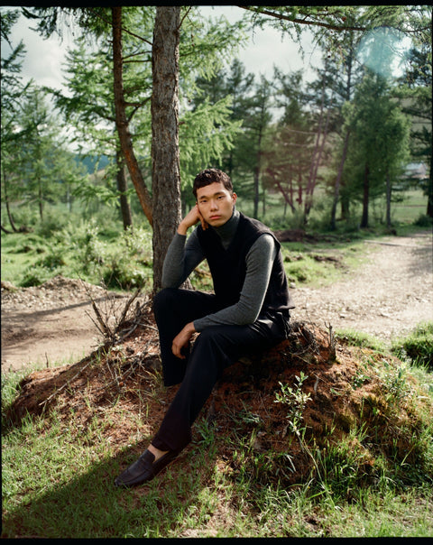 Timeless V-Neck Cashmere Vest, editorial photo