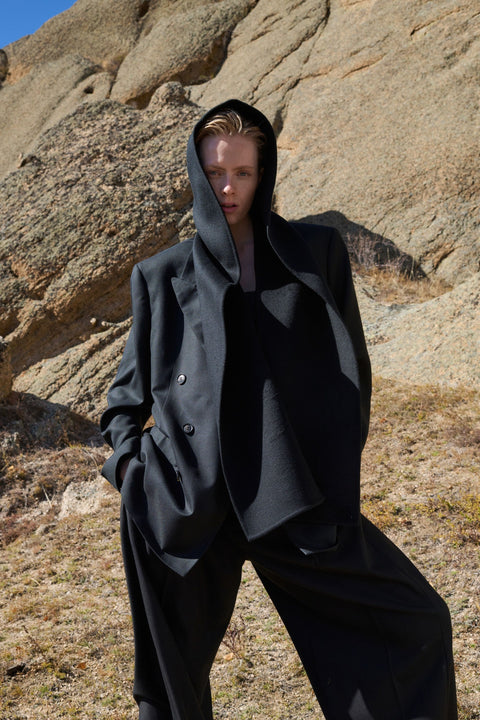 Double-Breasted Cashmere Suit Blazer, editorial photo