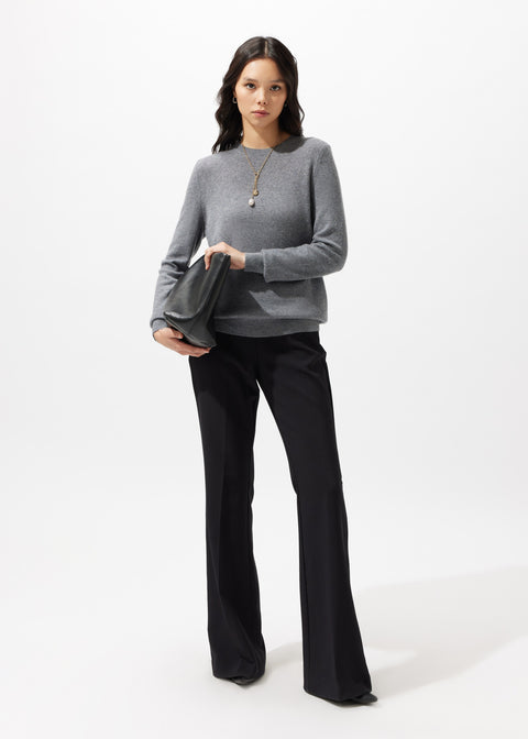 Essential Natural Color Cashmere Crewneck Sweater, editorial photo