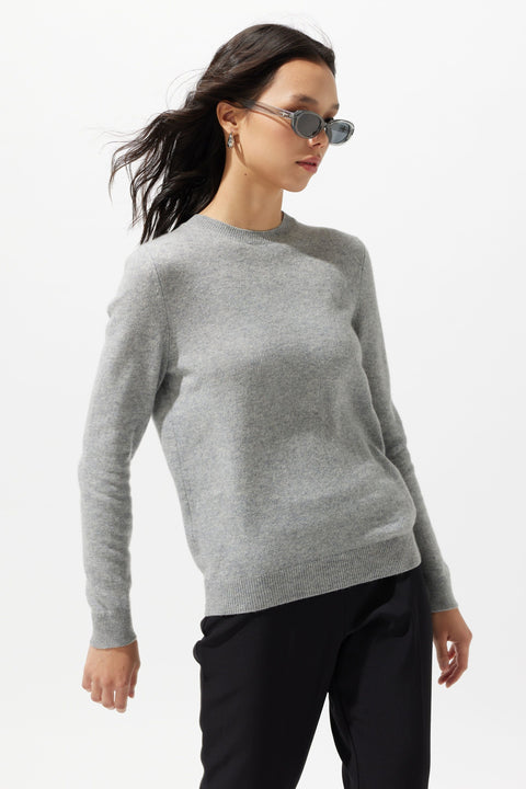 Essential Natural Color Cashmere Crewneck Sweater, editorial photo