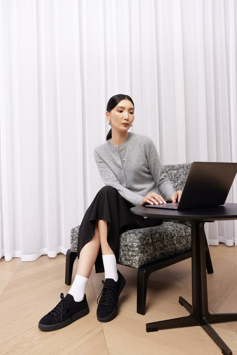 Mercerized Wool Cashmere Knitted Sneakers, editorial photo