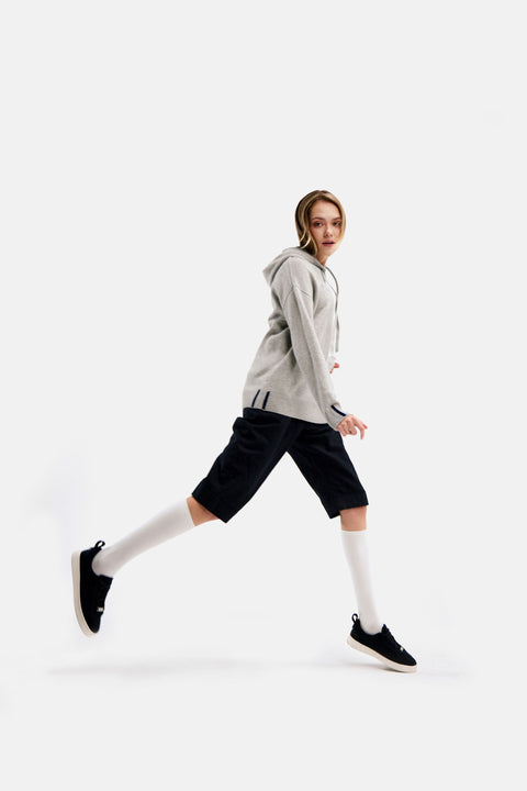 Natural Color Cashmere Pullover Hoodie, editorial photo