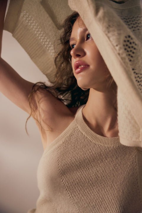 Natural Color Cashmere Top, editorial photo