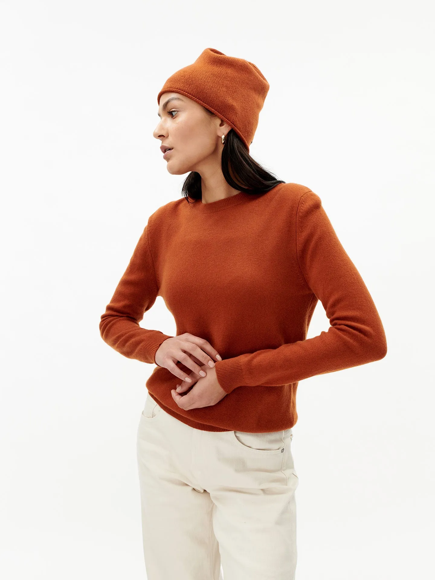 Women's Cashmere €99 Hat & Sweater Set Sugar Almond - Gobi Cashmere