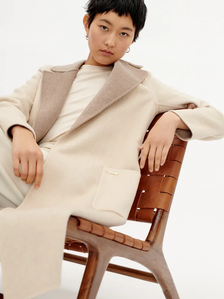 Women's Cashmere Reversible Long Coat Beige - Gobi Cashmere