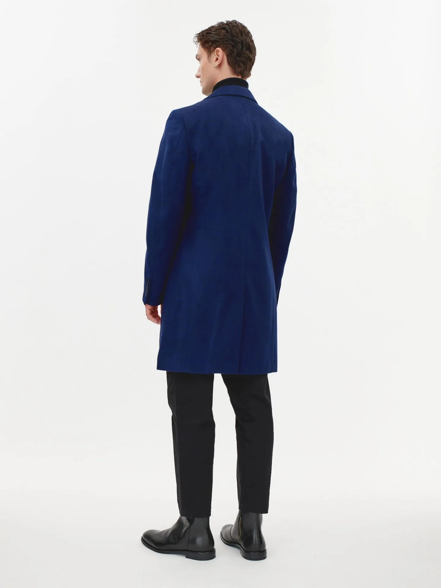 Men's Cashmere Classic Lapel Coat Midnight - Gobi Cashmere