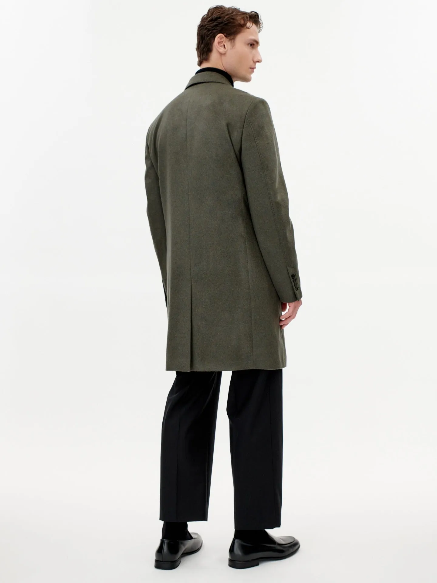 Men's Cashmere Classic Lapel Coat Green - Gobi Cashmere