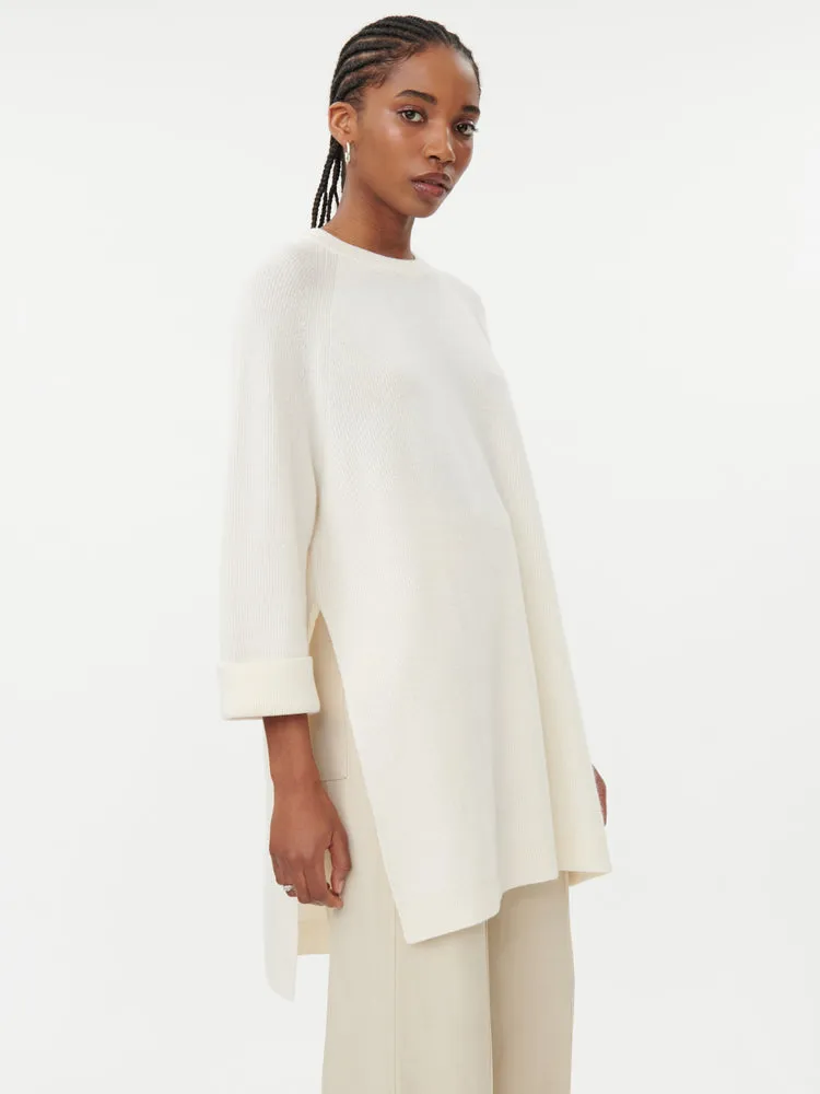Women's Cashmere Loose C-Neck Sweater White - Gobi Cashmere