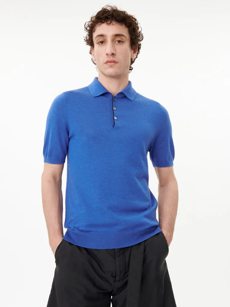 Men's Cashmere Polo Shirt Nautical Blue - Gobi Cashmere