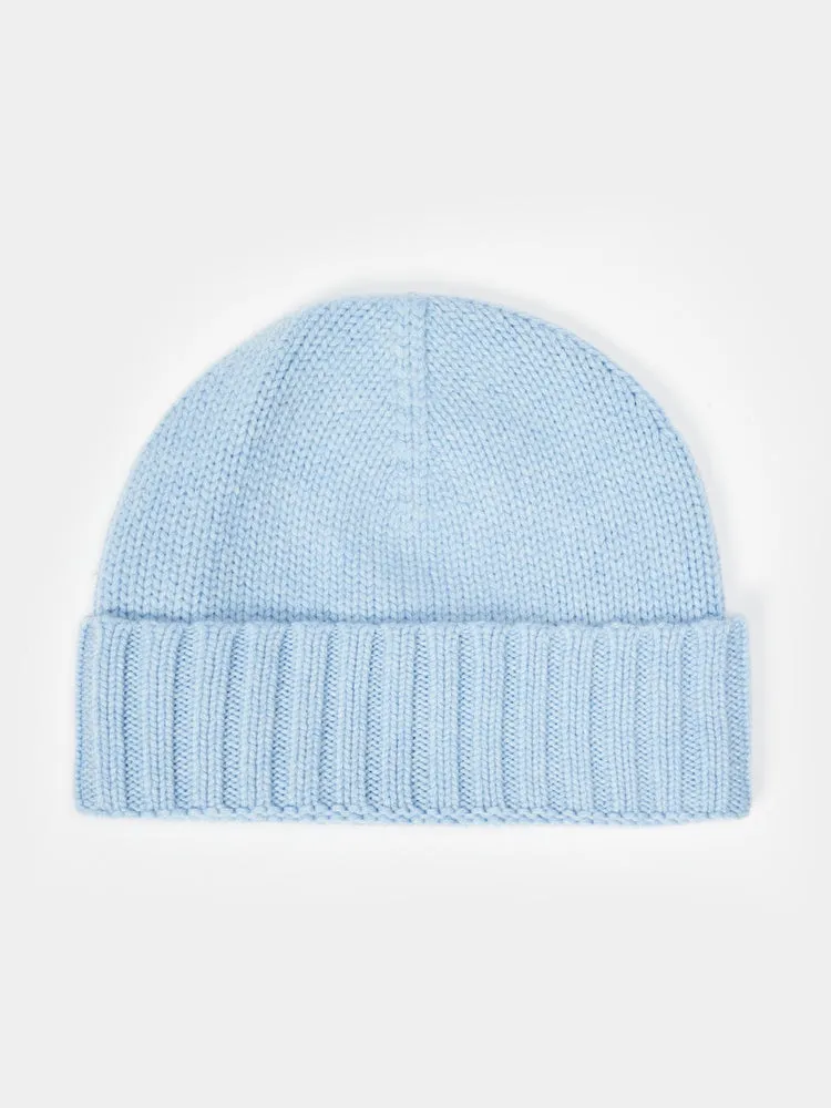 Unisex Cashmere Rib Knit Hat Light Blue - Gobi Cashmere