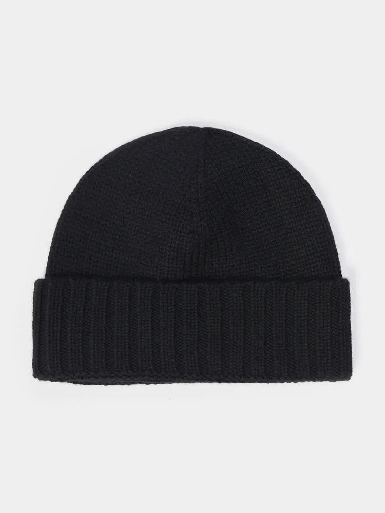 Unisex Cashmere Rib Knit Hat Black - Gobi Cashmere