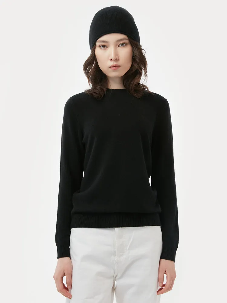 Women's Cashmere €99 Hat & Sweater Set Black - Gobi Cashmere