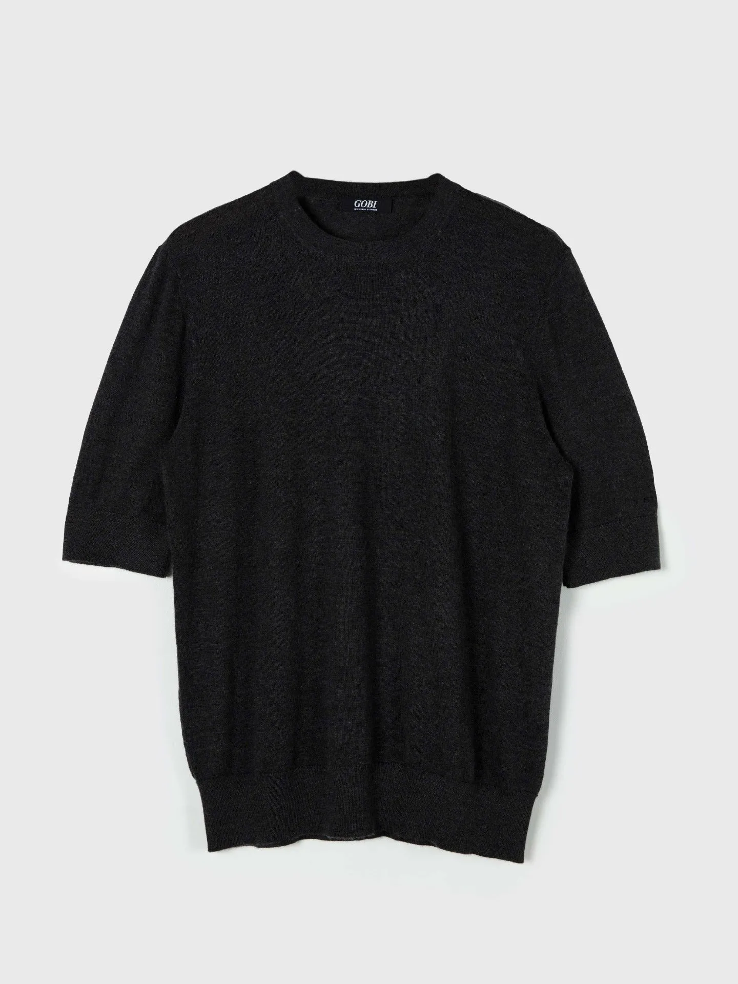 Men's Silk Cashmere T-Shirt charcoal - Gobi Cashmere