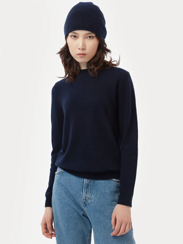 Women's Cashmere €99 Hat & Sweater Set Navy - Gobi Cashmere
