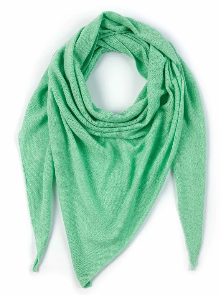 Women's Cashmere Knit Triangle Scarf Green Ash - Gobi Cashmere