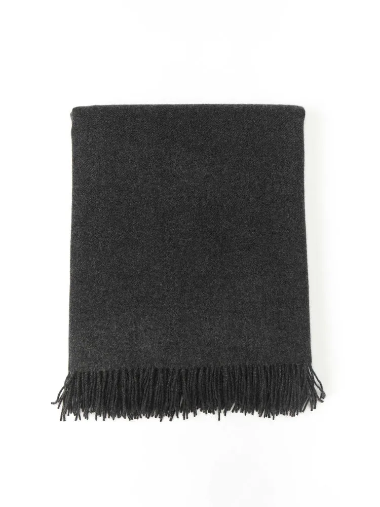Cashmere Medium Blanket With Fringe Charcoal - Gobi Cashmere