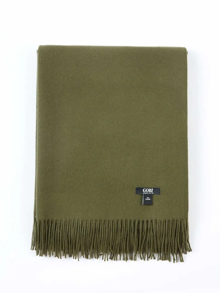 Unisex Medium Blanket With Fringe Capulet Olive- Gobi Cashmere