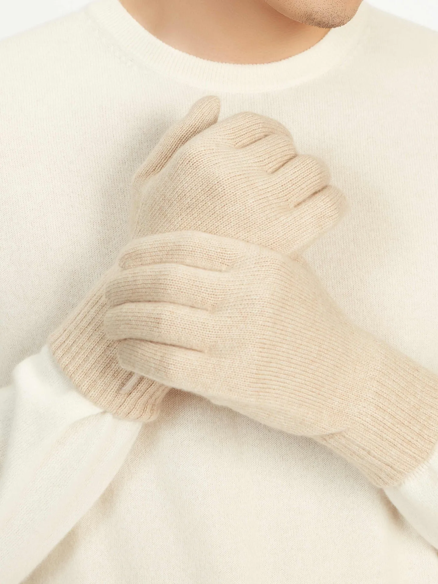 Men's Cashmere Gloves Beige- Gobi Cashmere