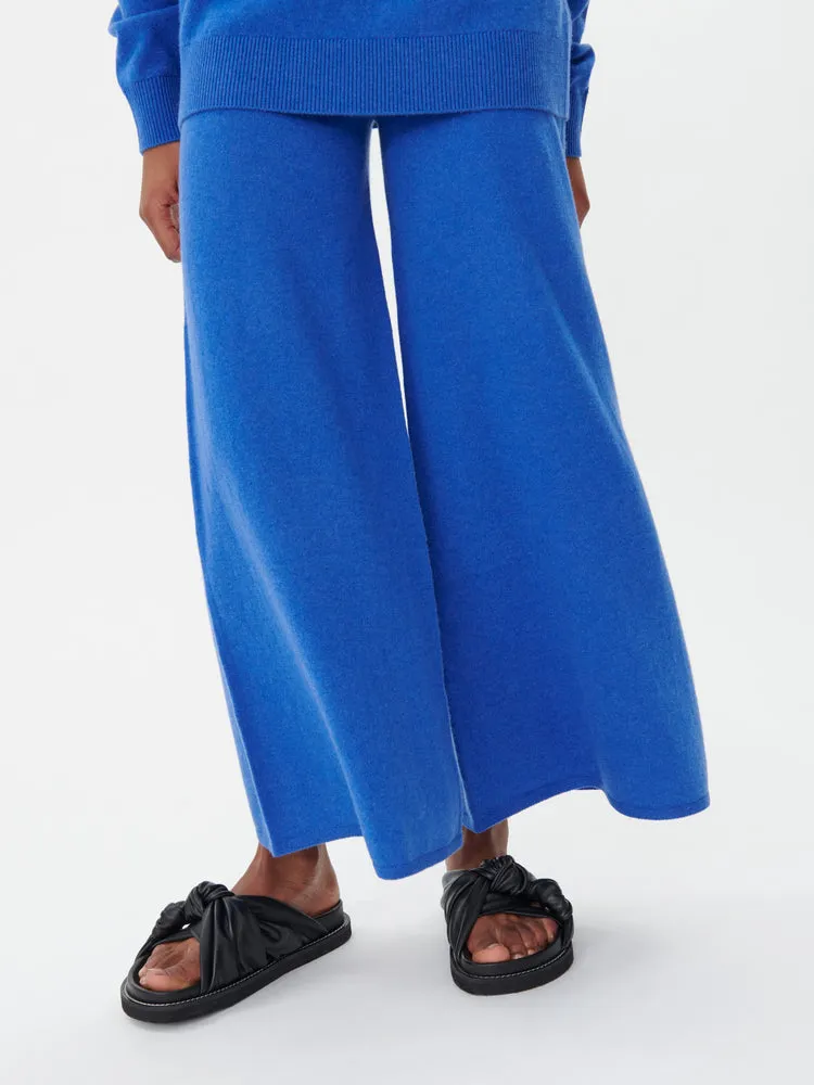 Women's 3D Wide Leg Cashmere Pants Strong Blue -Gobi Cashmere