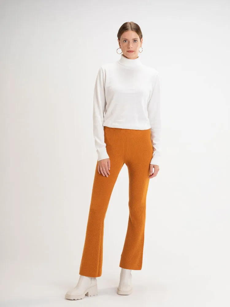 Women's Cashmere High Rise Flared Trousers Topaz - Gobi Cashmere