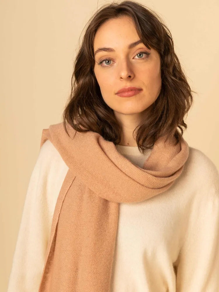 Women's Cashmere Knitted Scarf Toasted Almond - Gobi Cashmere