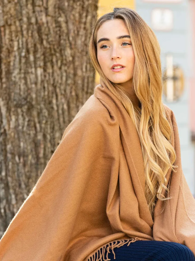 Cashmere Medium Blanket With Fringe Camel - Gobi Cashmere 