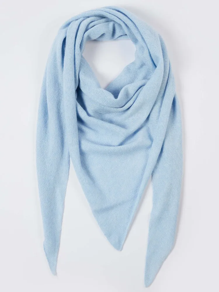 Women's Cashmere Knit Triangle Scarf Light Blue - Gobi Cashmere
