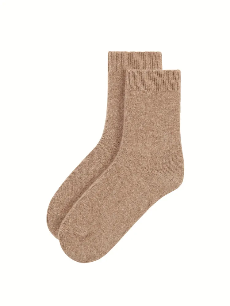 Organic Colour Unisex Rib Knit Bed Socks Taupe - Gobi Cashmere
