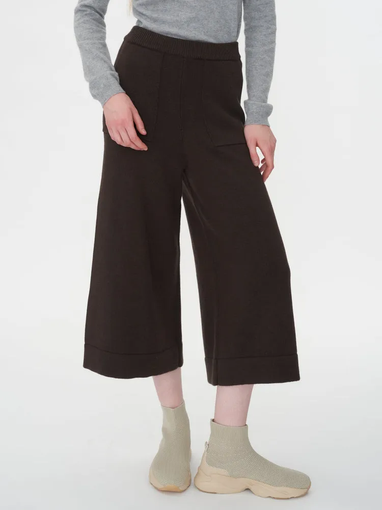 Women's Cashmere Knitted Culottes Turkish Coffee - Gobi Cashmere
