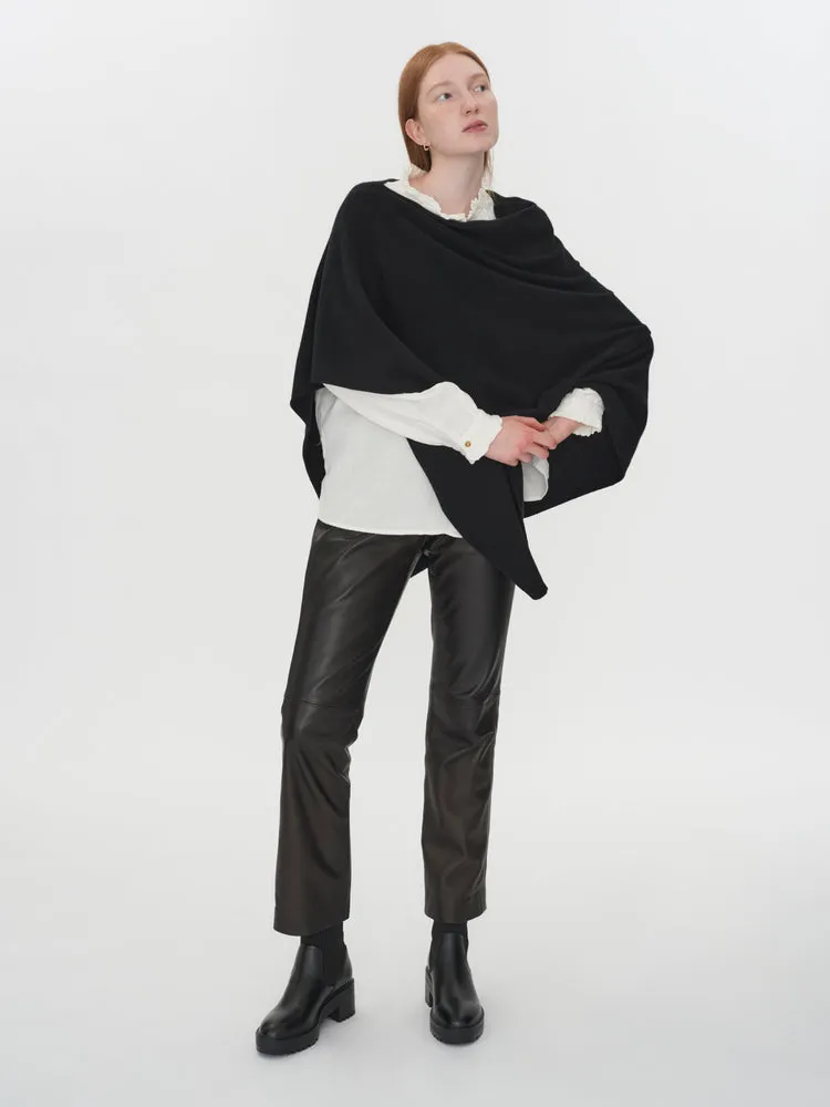 Women's Cashmere Draped Poncho Black - Gobi Cashmere