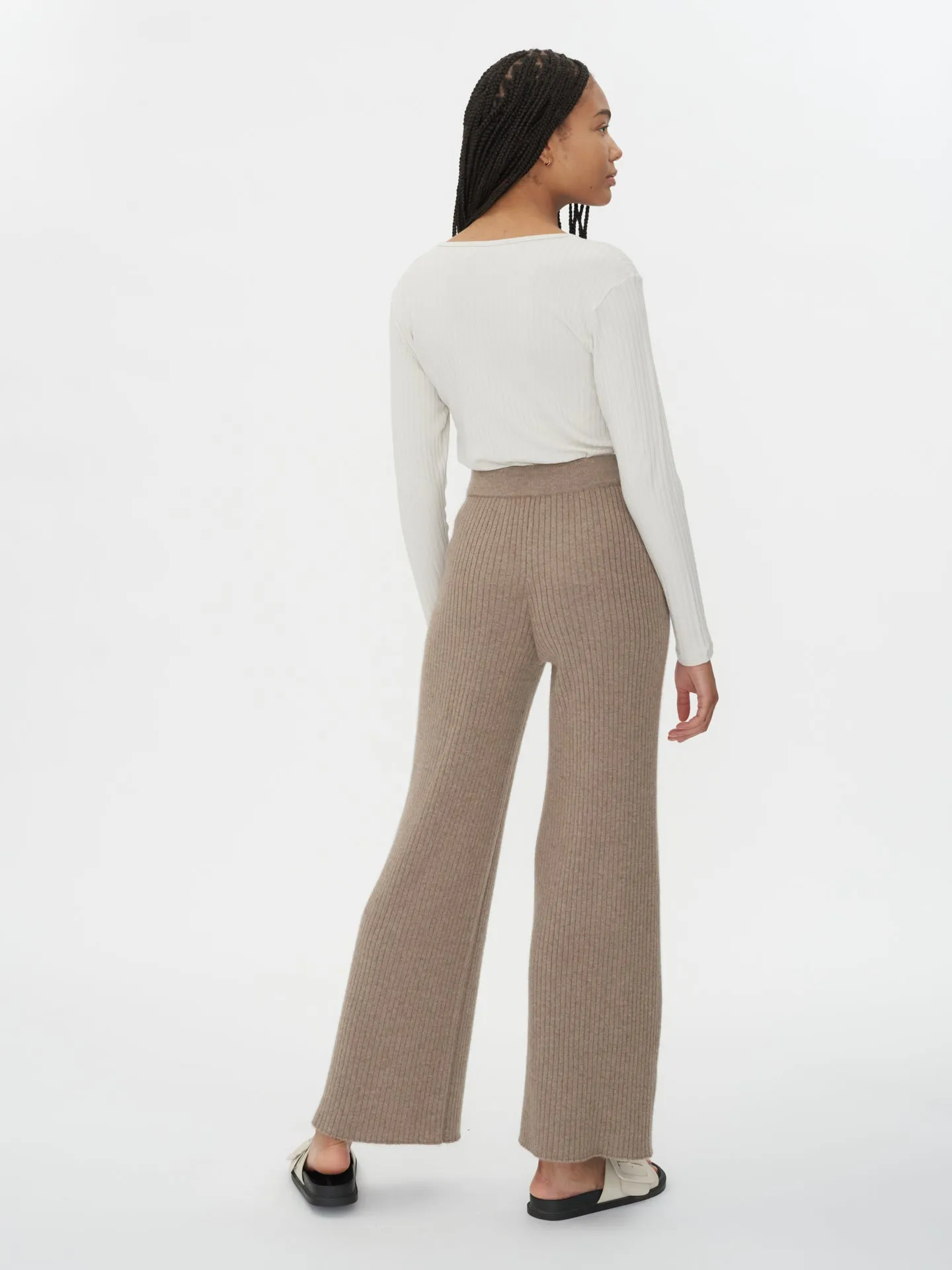Women's Cashmere Pants Taupe - Gobi Cashmere