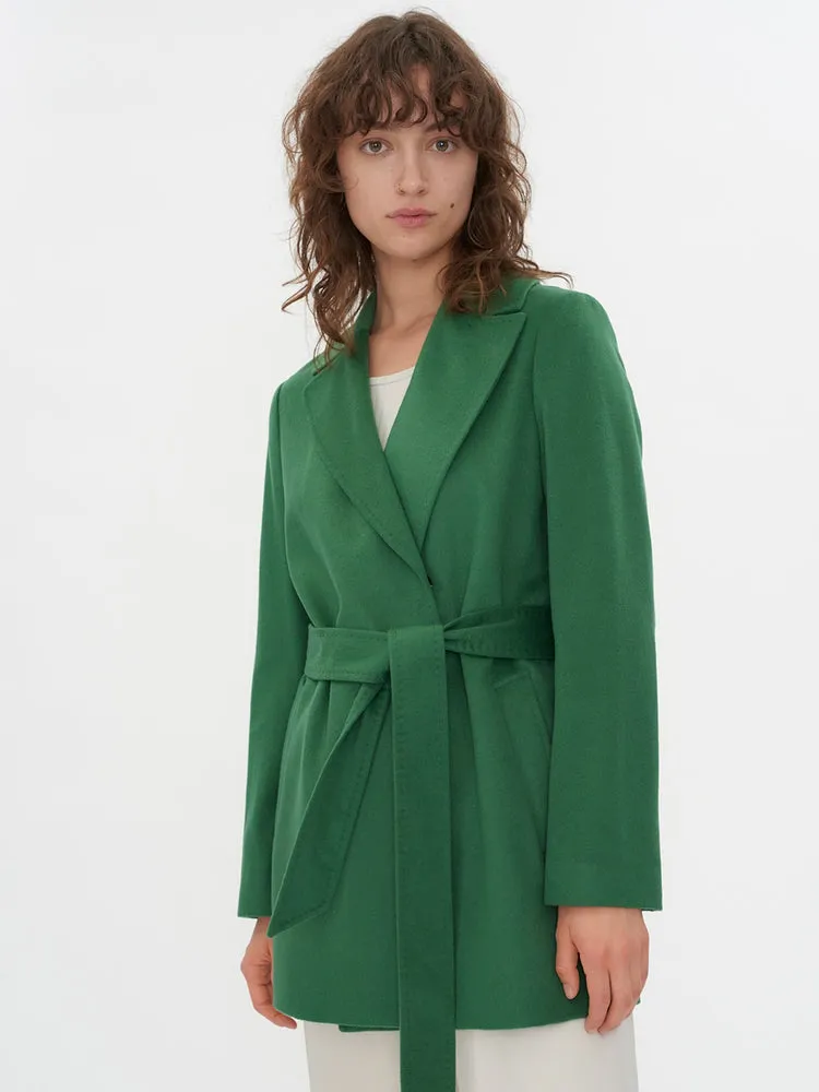 Women's Cashmere Belted Short Coat Greener Pastures - Gobi Cashmere