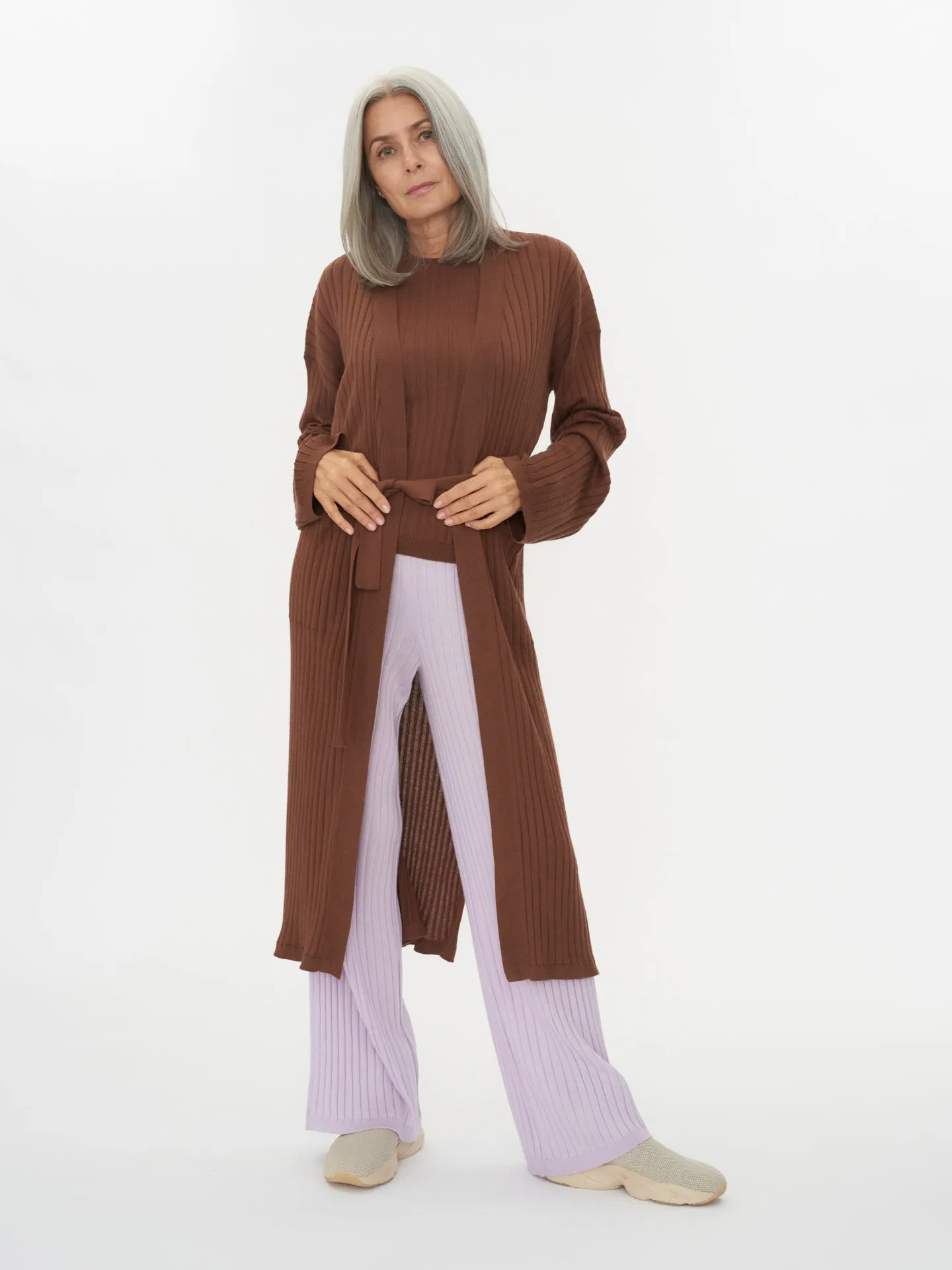 Women's Silk Cashmere  Knit Long Cardigan Monks Robe - Gobi Cashmere