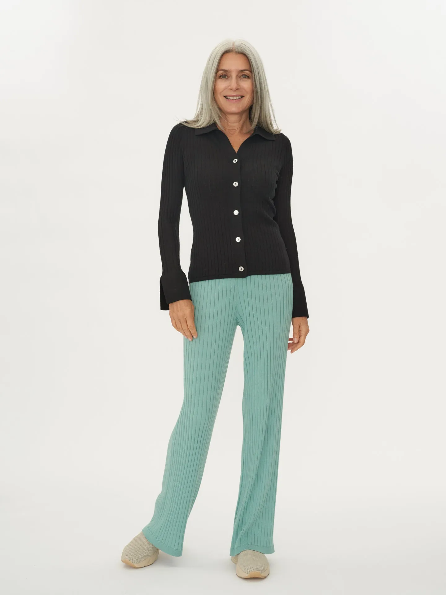 Women's Silk Cashmere Button Up Cardigan Black - Gobi Cashmere