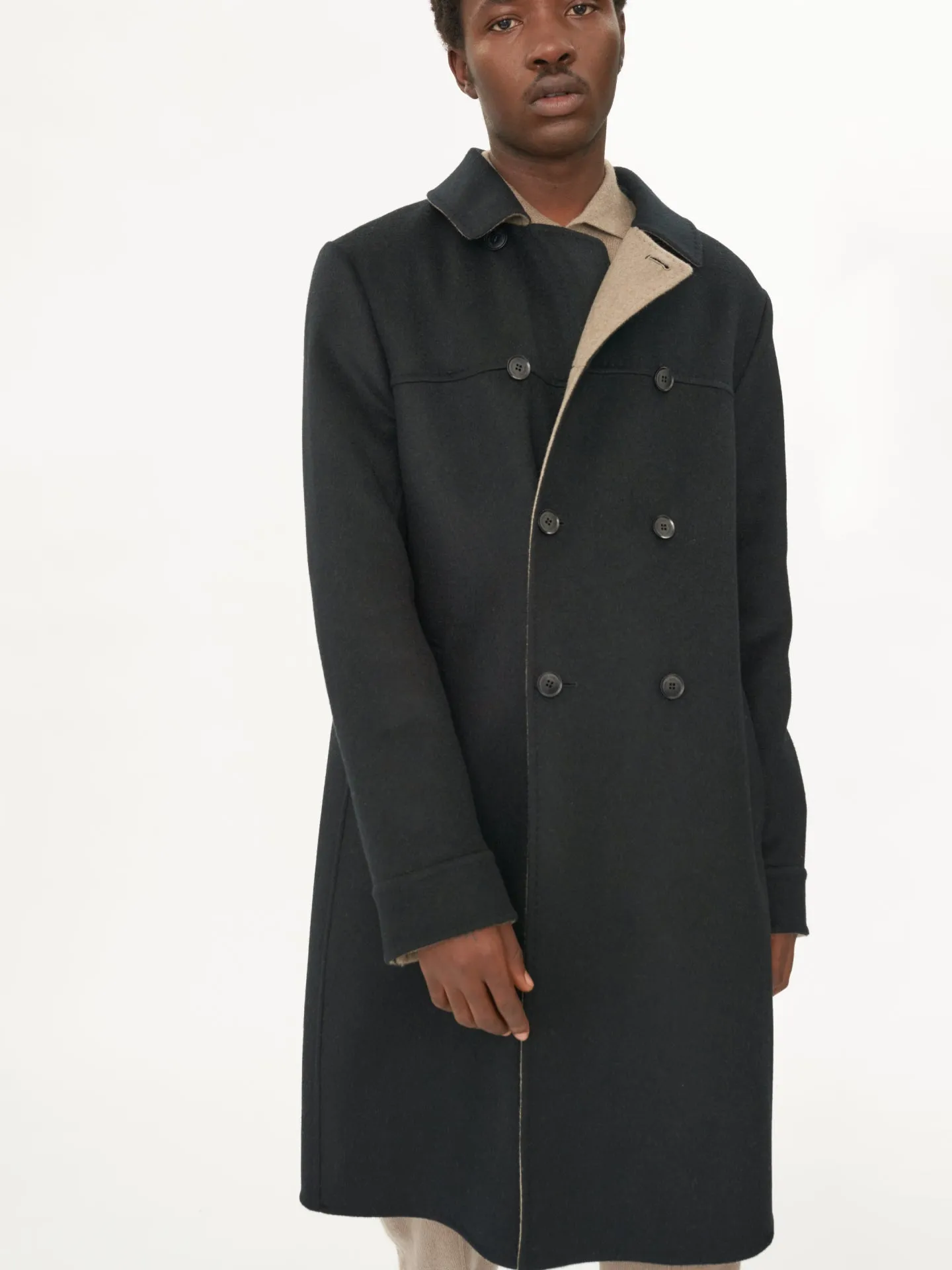 Men's Cashmere Poplin Coat Black - Gobi Cashmere