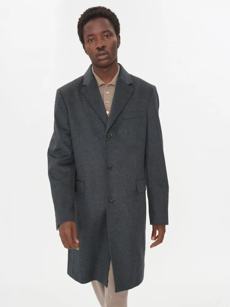 Men's Cashmere Classic Lapel Coat Charcoal - Gobi Cashmere