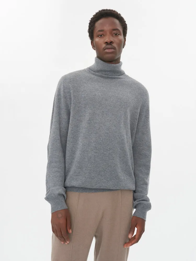 Men's Cashmere Basic Turtleneck Sweater Dim Gray - Gobi Cashmere