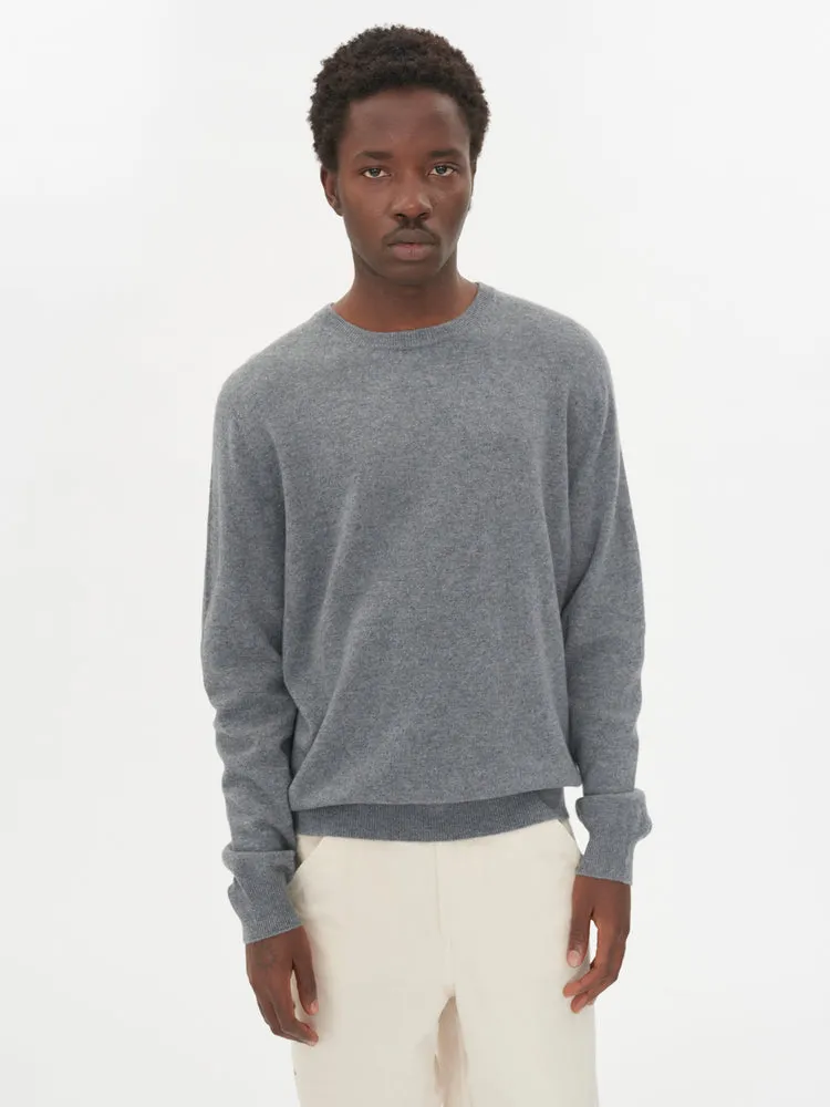 Men's Cashmere Basic Crew Neck Sweater Dim Gray - Gobi Cashmere