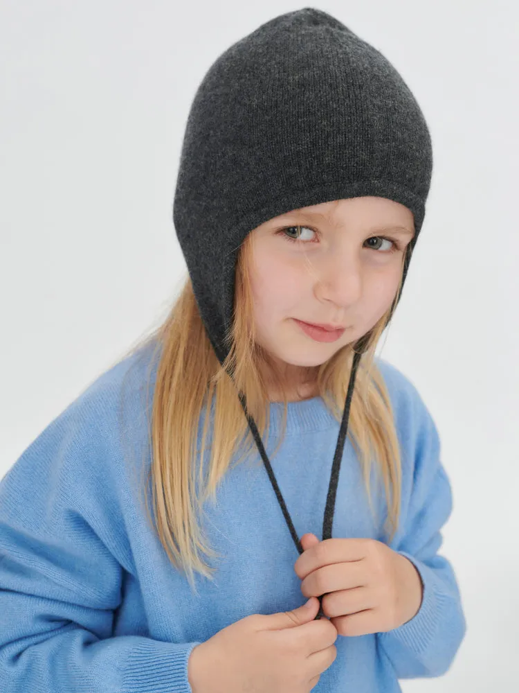 Kids Cashmere Hat Gray Pinstripe - Gobi Cashmere