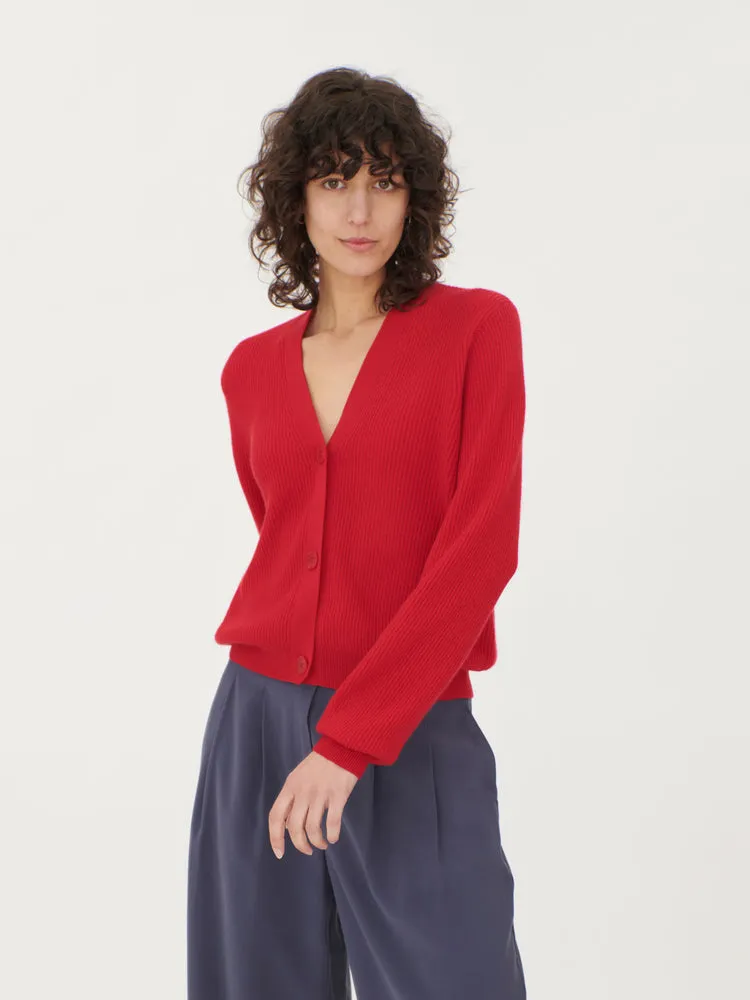 Women's Cashmere Short Cardigan Red - Gobi Cashmere