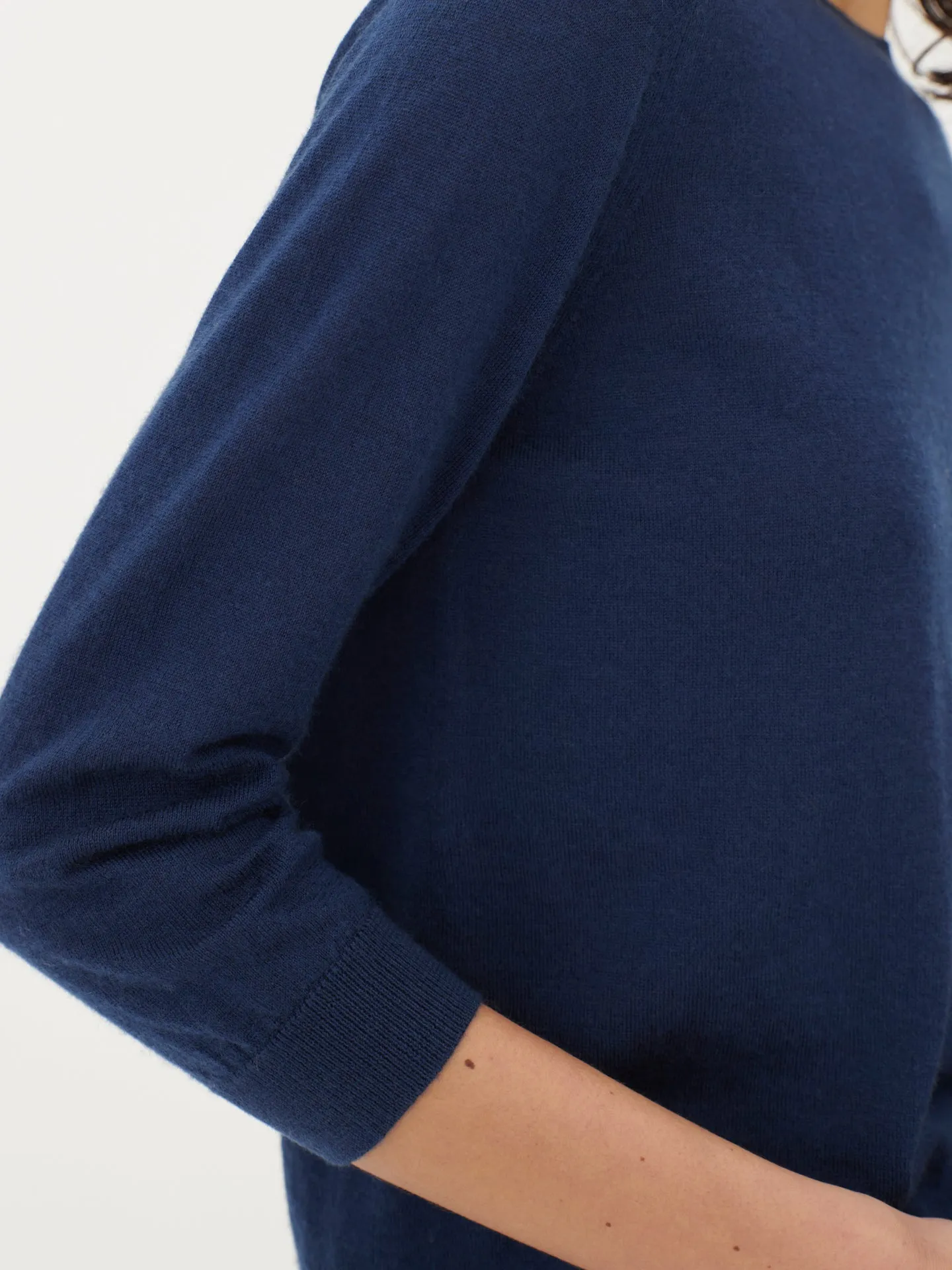 Women's Silk Cashmere Short-Sleeved R-Neck Top Navy - Gobi Cashmere