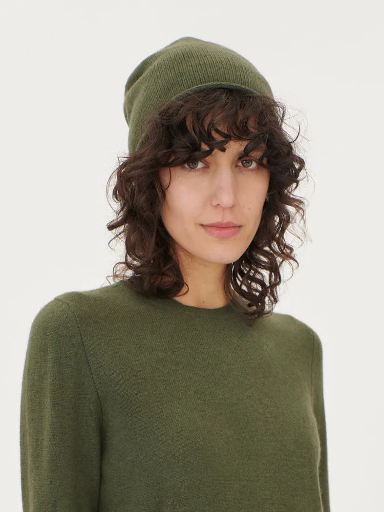 Women's Cashmere €99 Hat & Sweater Set Bronze Green - Gobi Cashmere