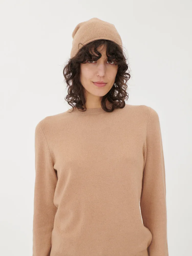 Women's Cashmere €99 Hat & Sweater Set Light Camel - Gobi Cashmere