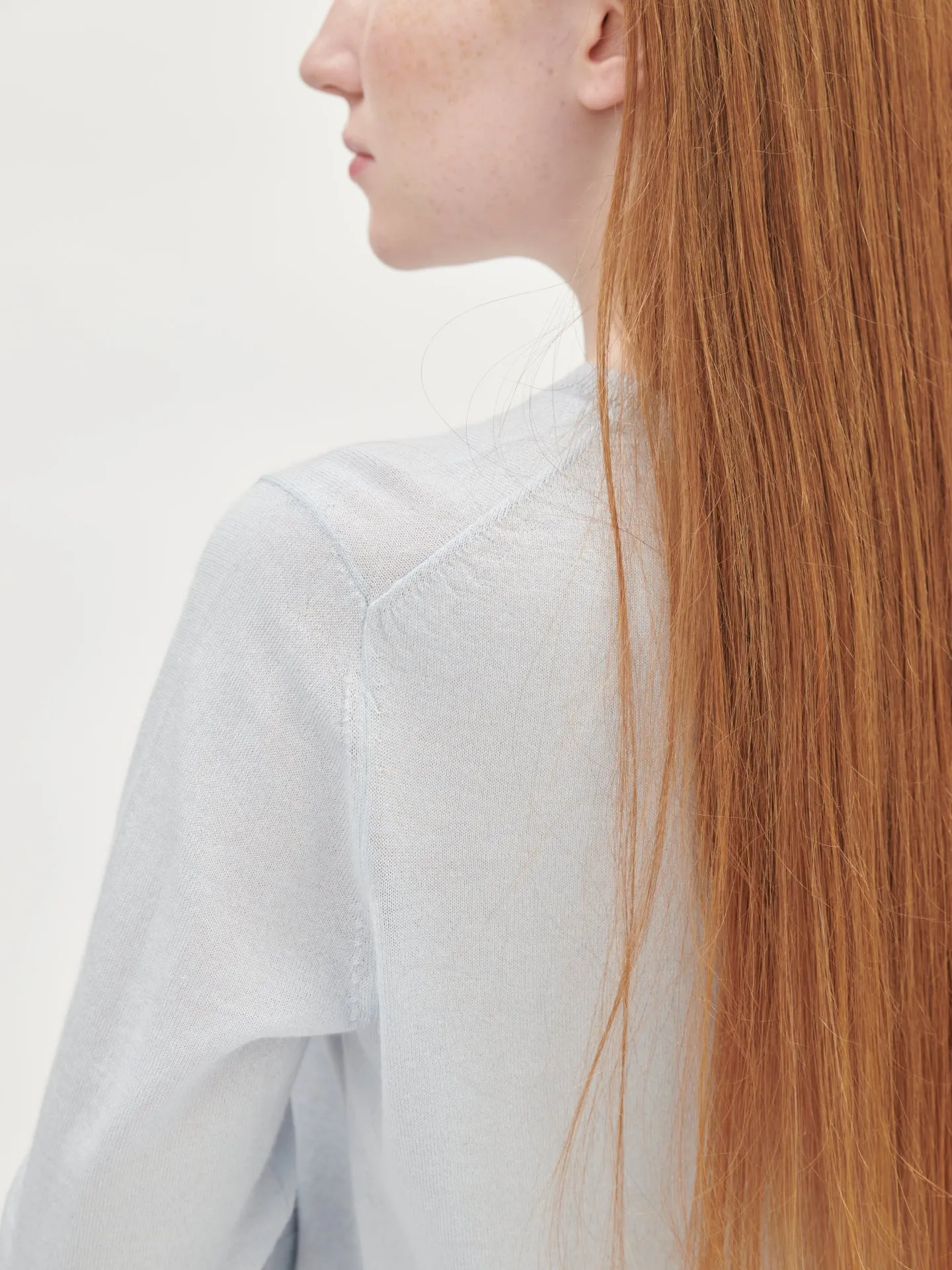 Women's Silk Cashmere Short-Sleeved R-Neck Top Ice Flow - Gobi Cashmere