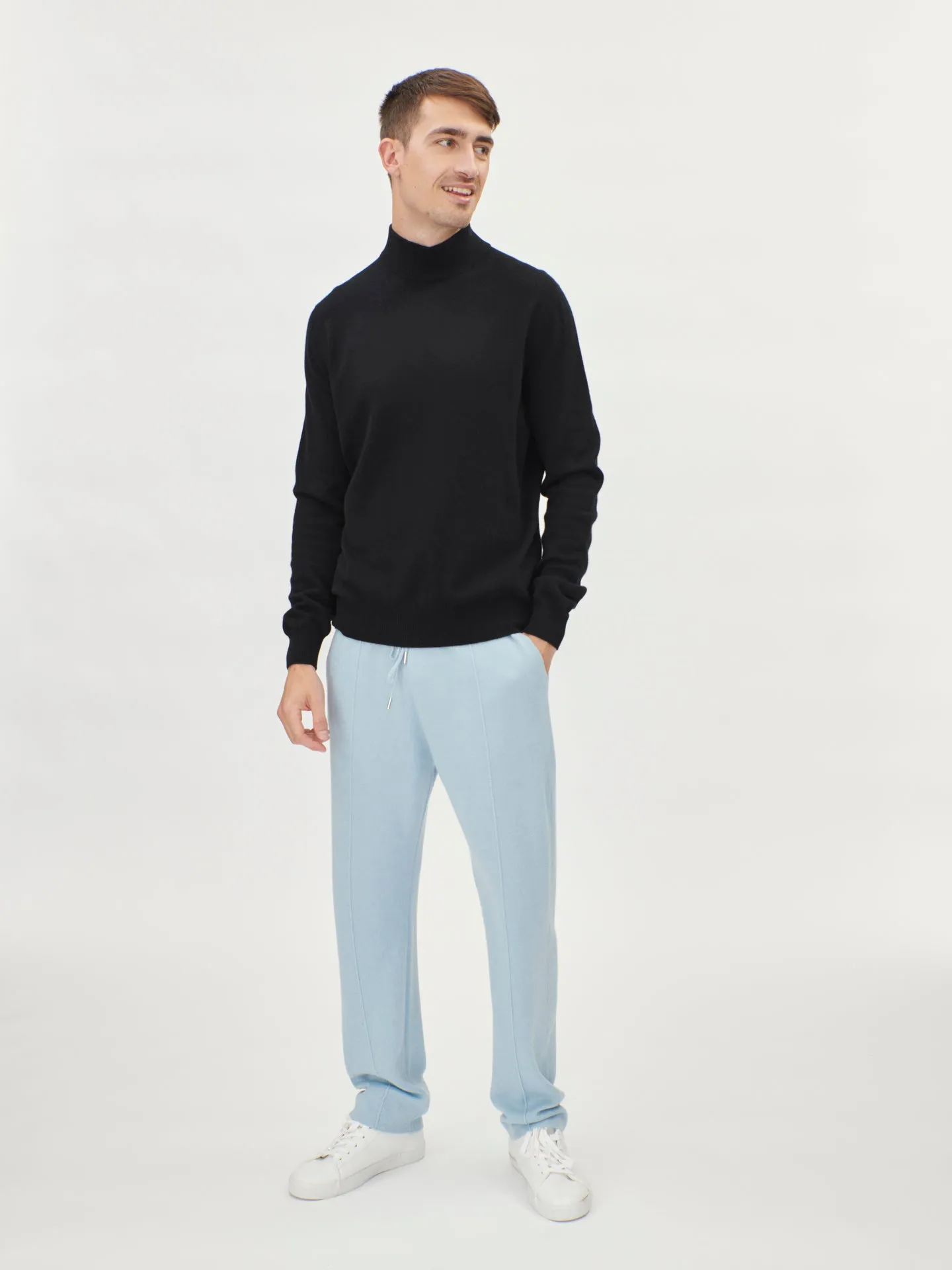 Men's Cashmere Mock Neck Sweater Black - Gobi Cashmere