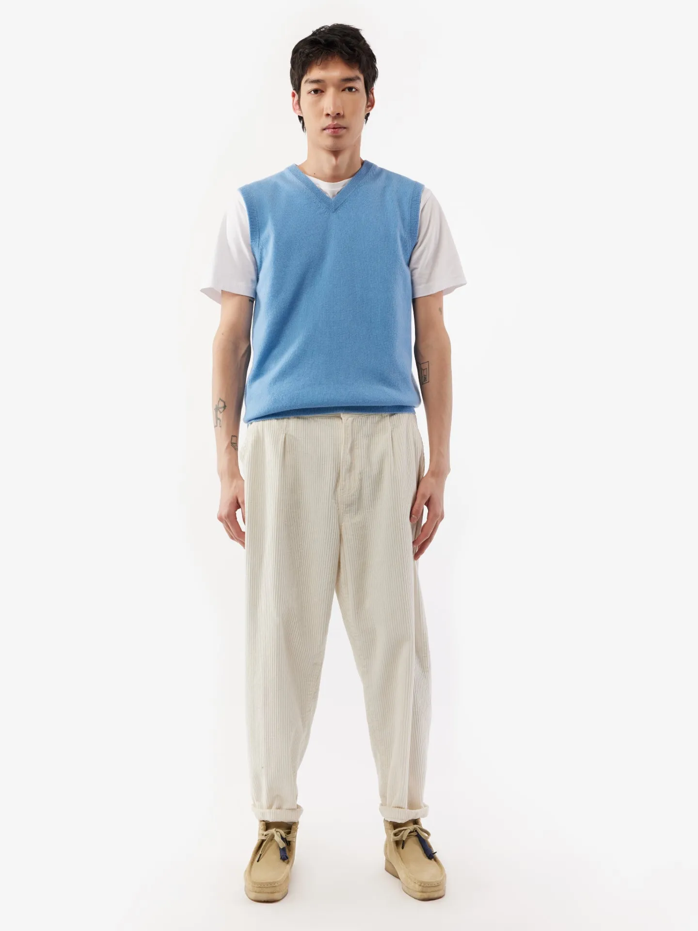 Men's Cashmere Vest Azure Blue - Gobi Cashmere