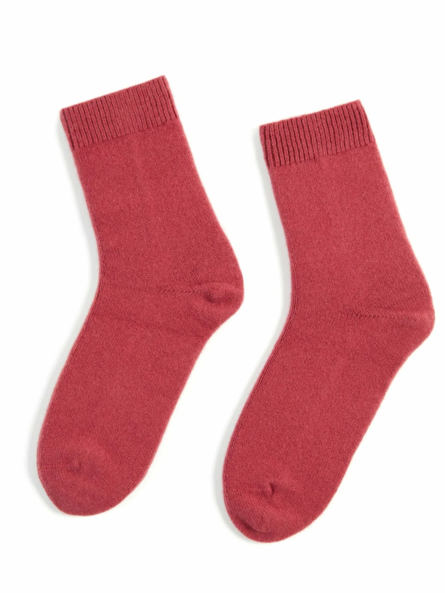 Unisex Cashmere Rib Knit Bed Socks Earth Red - Gobi Cashmere