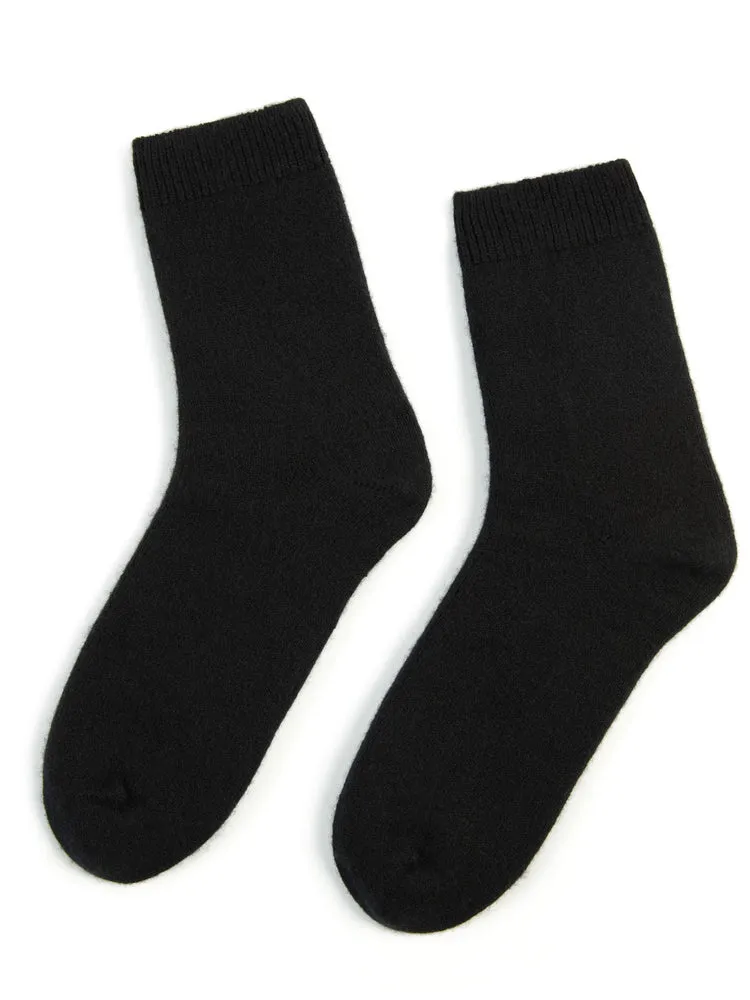 Women's Trim Knit Socks Black - Gobi Cashmere