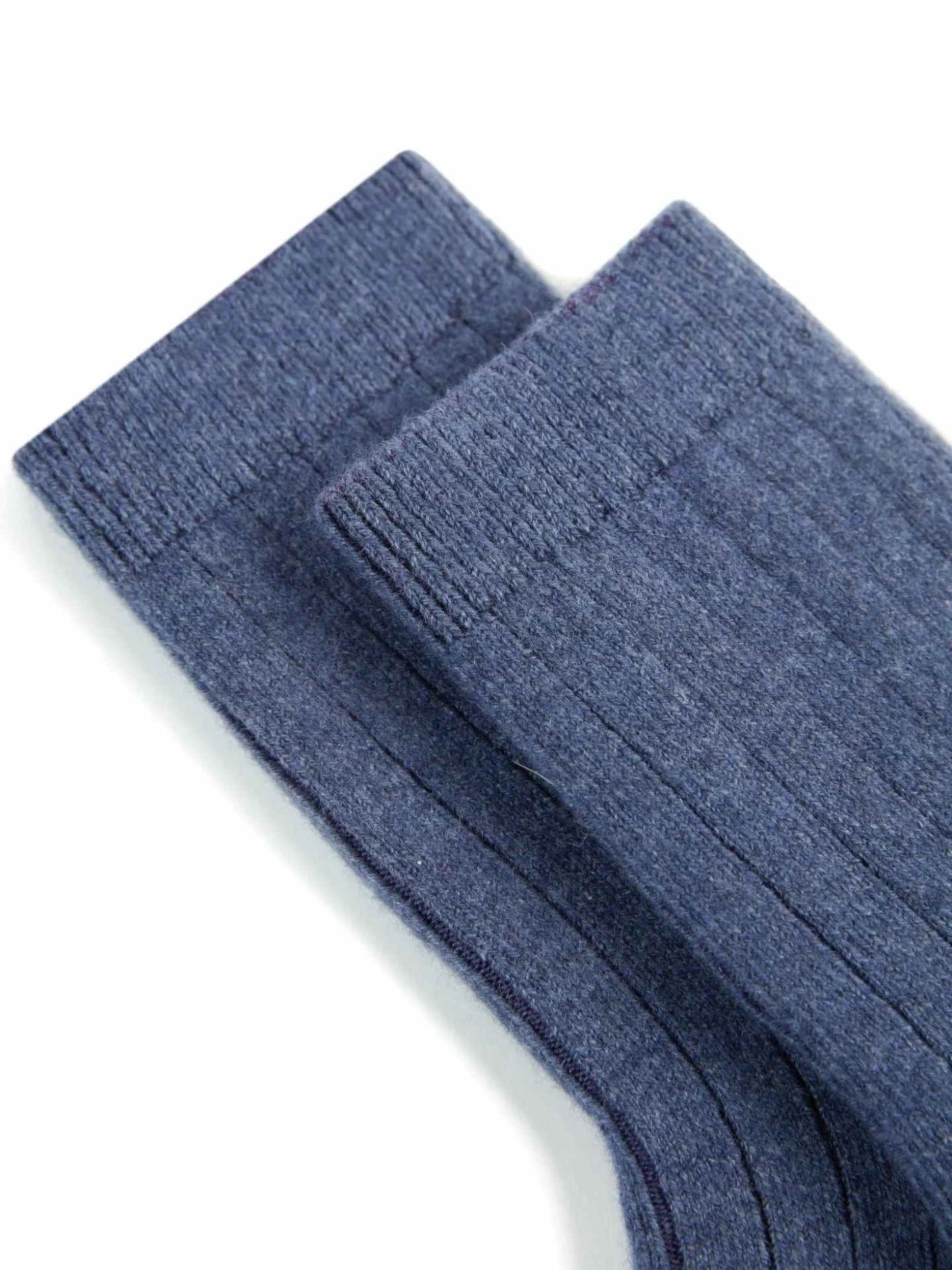 Unisex Cashmere Trim Knit Bed Socks Crown Blue - Gobi Cashmere